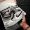 First Copy Air Jordan Retro 1 Mid Smoke Grey Shoes (2)