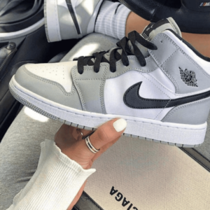 First Copy Air Jordan Retro 1 Mid Smoke Grey Shoes (2)